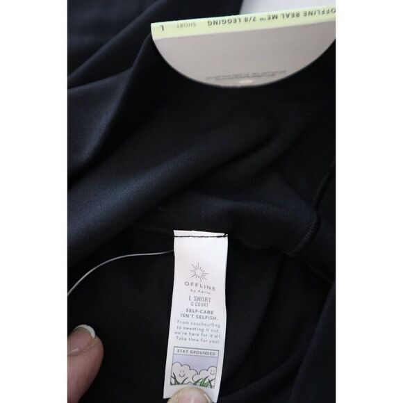 aerie Offline Women's Sz L-Short Black Real Me High Rise Crossover 7/8 Leggings - Picture 7 of 7